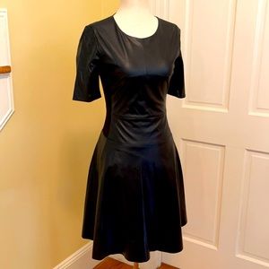 Leather-like A-line midi dress